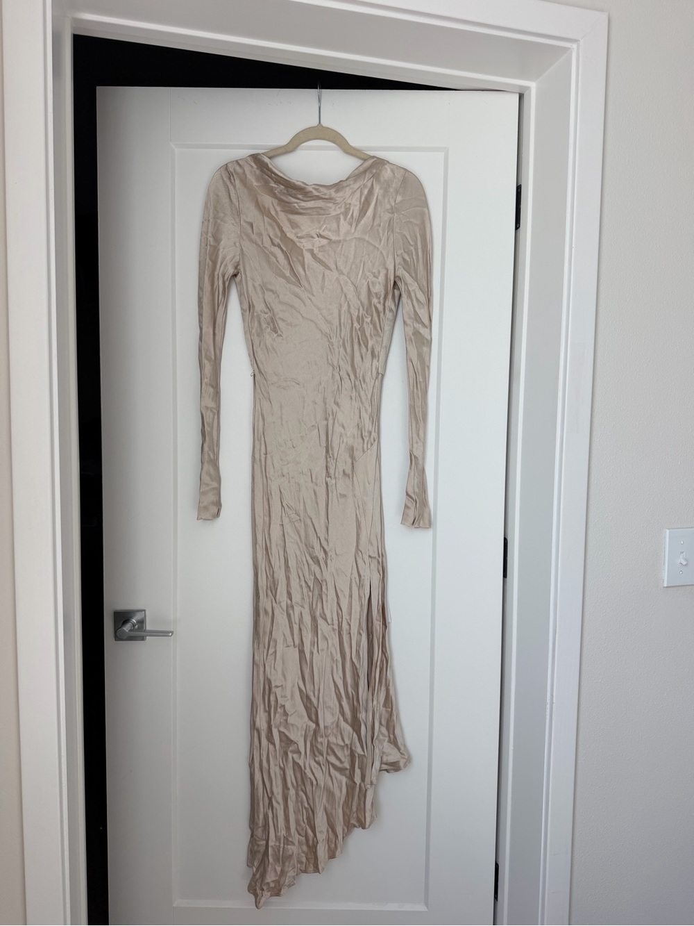 Bec & Bridge Beige Long Sleeve Asymmetrical Maxi Dress